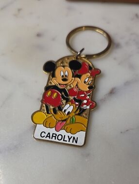 Carolyn Monogramed Keychain Disney World | Mickey, Minnie, Pluto Goldtone